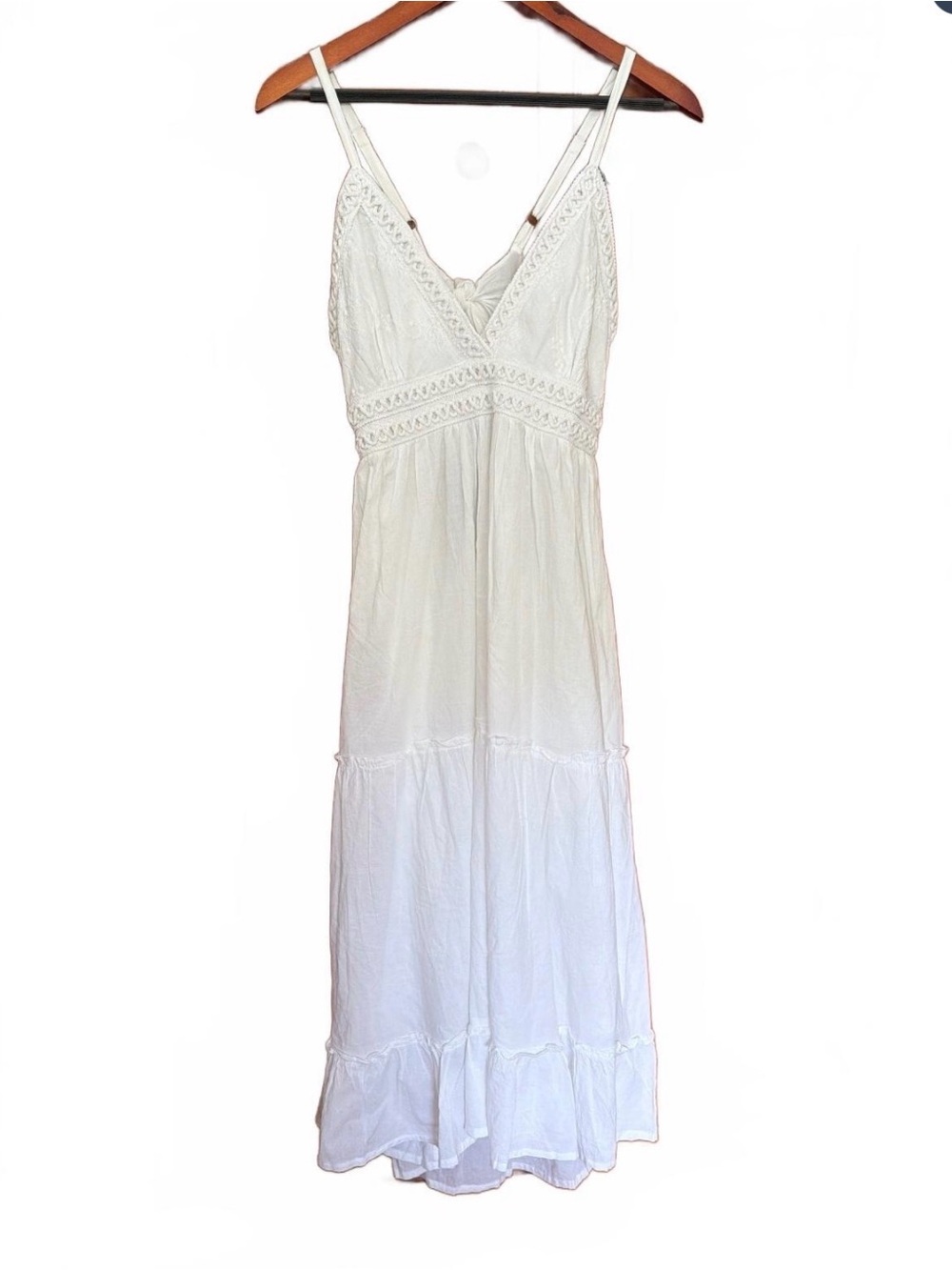 NWT Advance Apparels White Dress Crochet Vneck Hi-low Sweetheart Sleeveless
